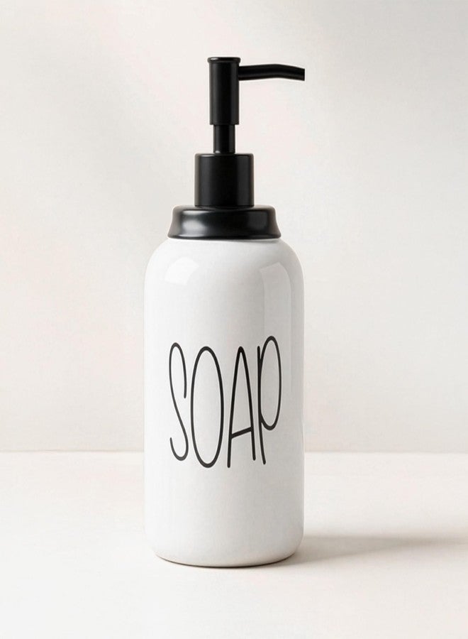 Decor & More Modern Ceramic Soap Dispenser | 500ml Liquid Handwash Dispenser White with Removable Pump | Handwash Bottle for Kitchen & Bathroom | Bathroom Soap Dispensers - Image 1